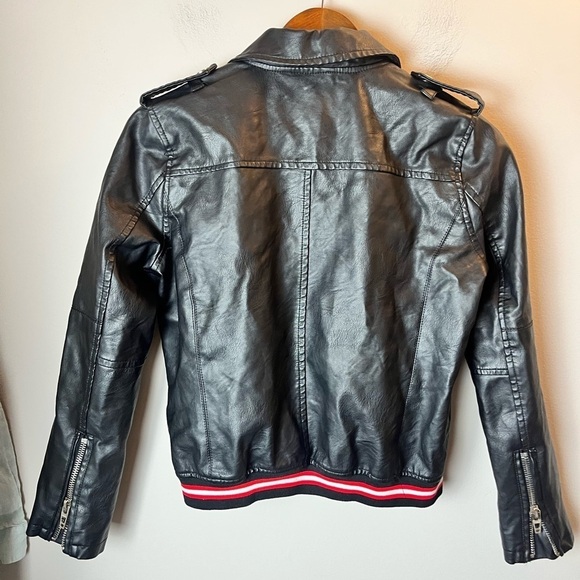 Blank NYC Racing Stripe Faux Leather Moto Jacket Black Size XSmall - Picture 11 of 11